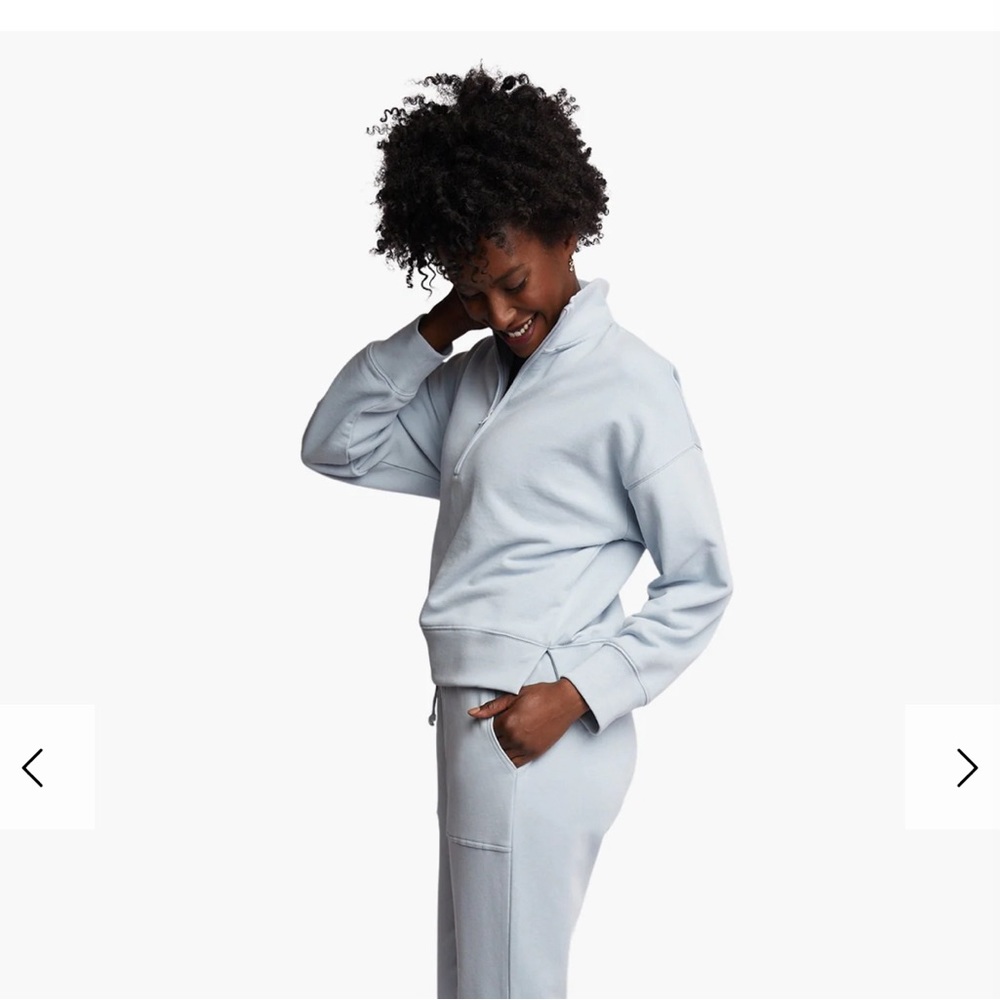 ABLE Louisa half zip sweatshirt light blue size large